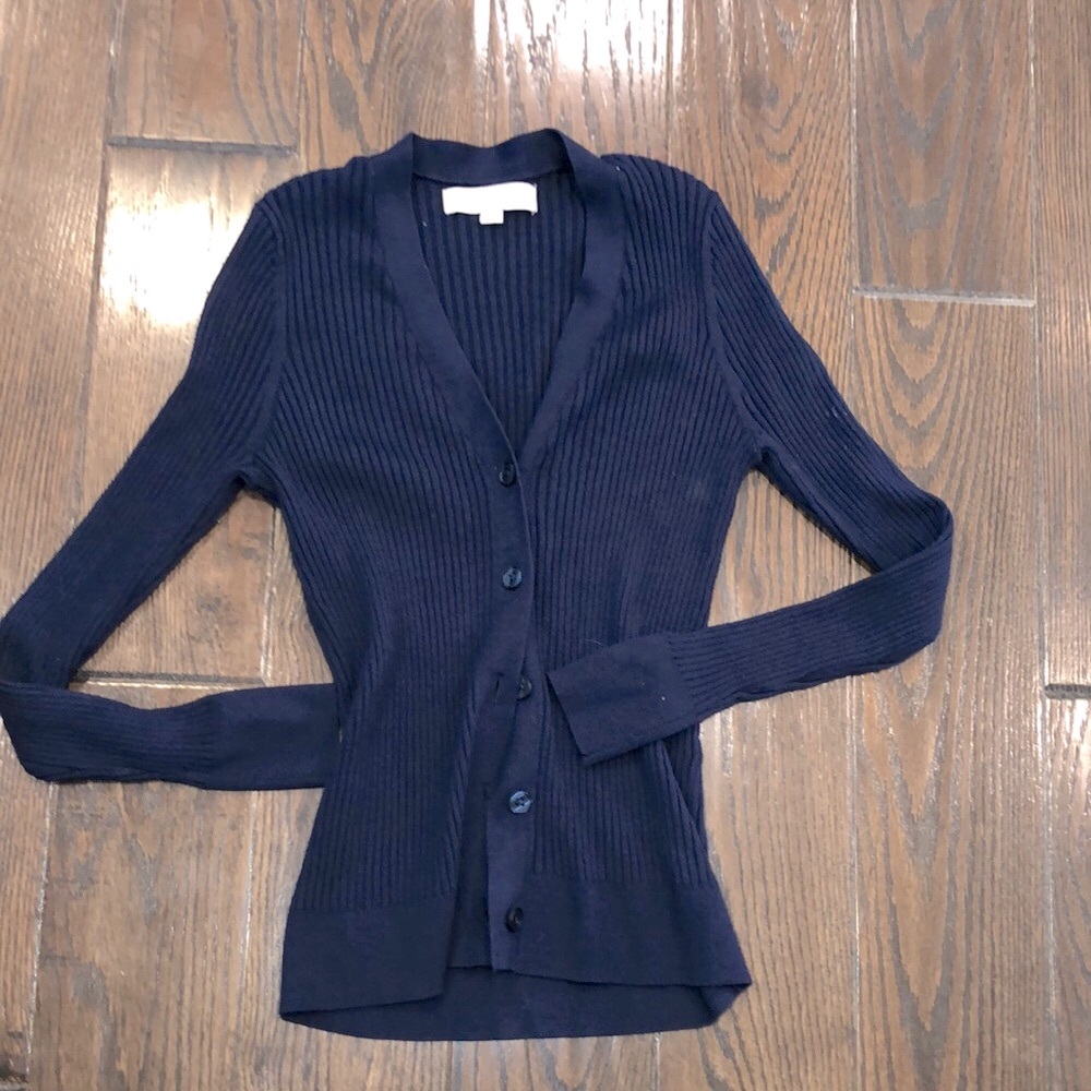Loft navy blue knit sweater cardigan size small button up